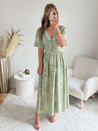 Robe vert sauge dorée - Sarah