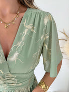 Robe vert sauge dorée - Sarah