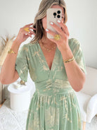 Robe vert sauge dorée - Sarah