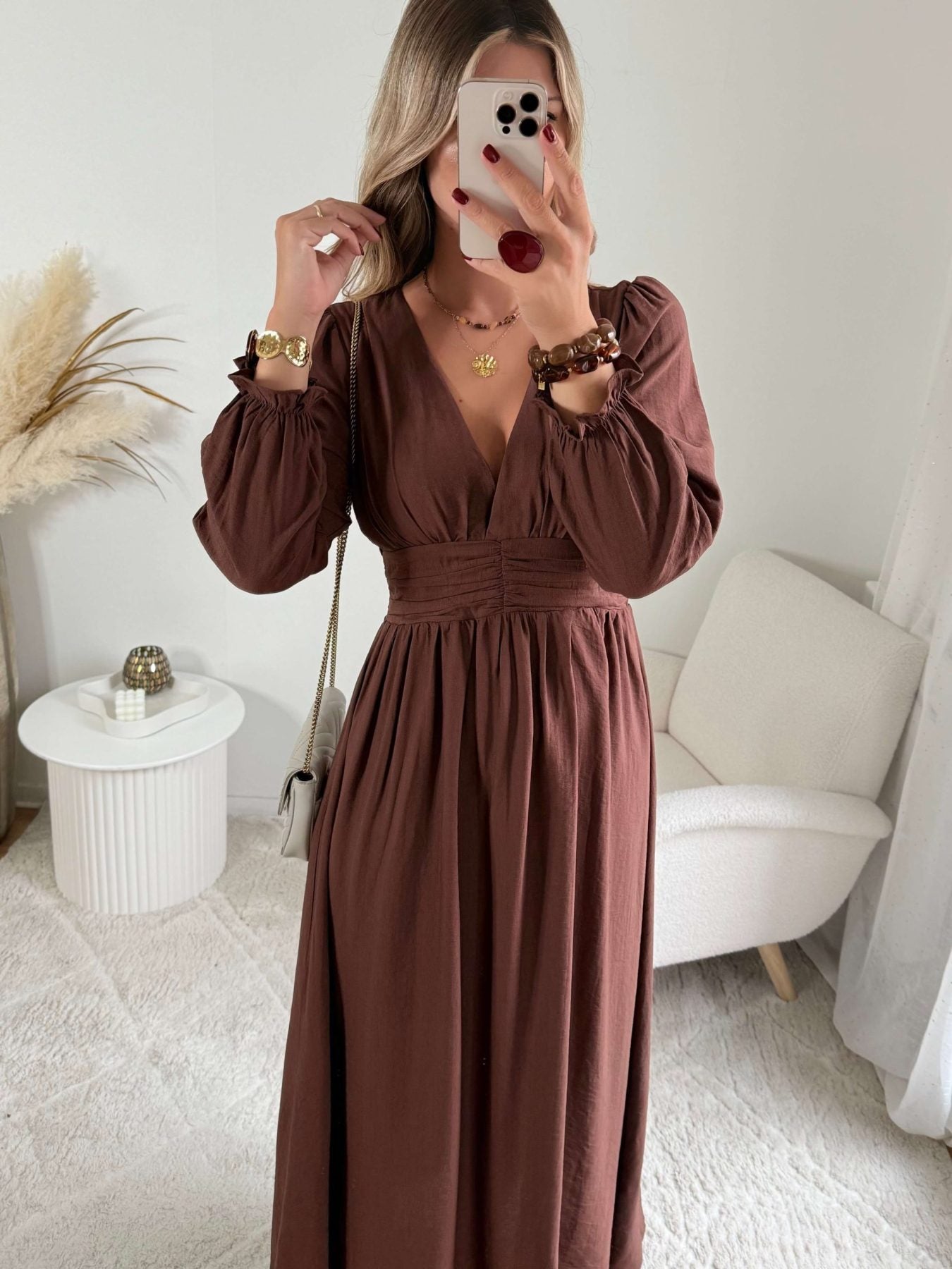 Robe longue chocolat - Margot