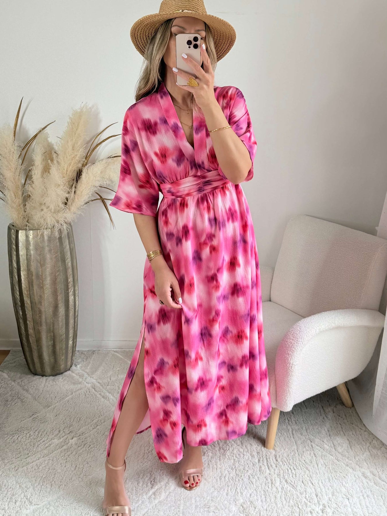 Robe longue rose fuchsia Becky fluide femme élégante Easy Dressing