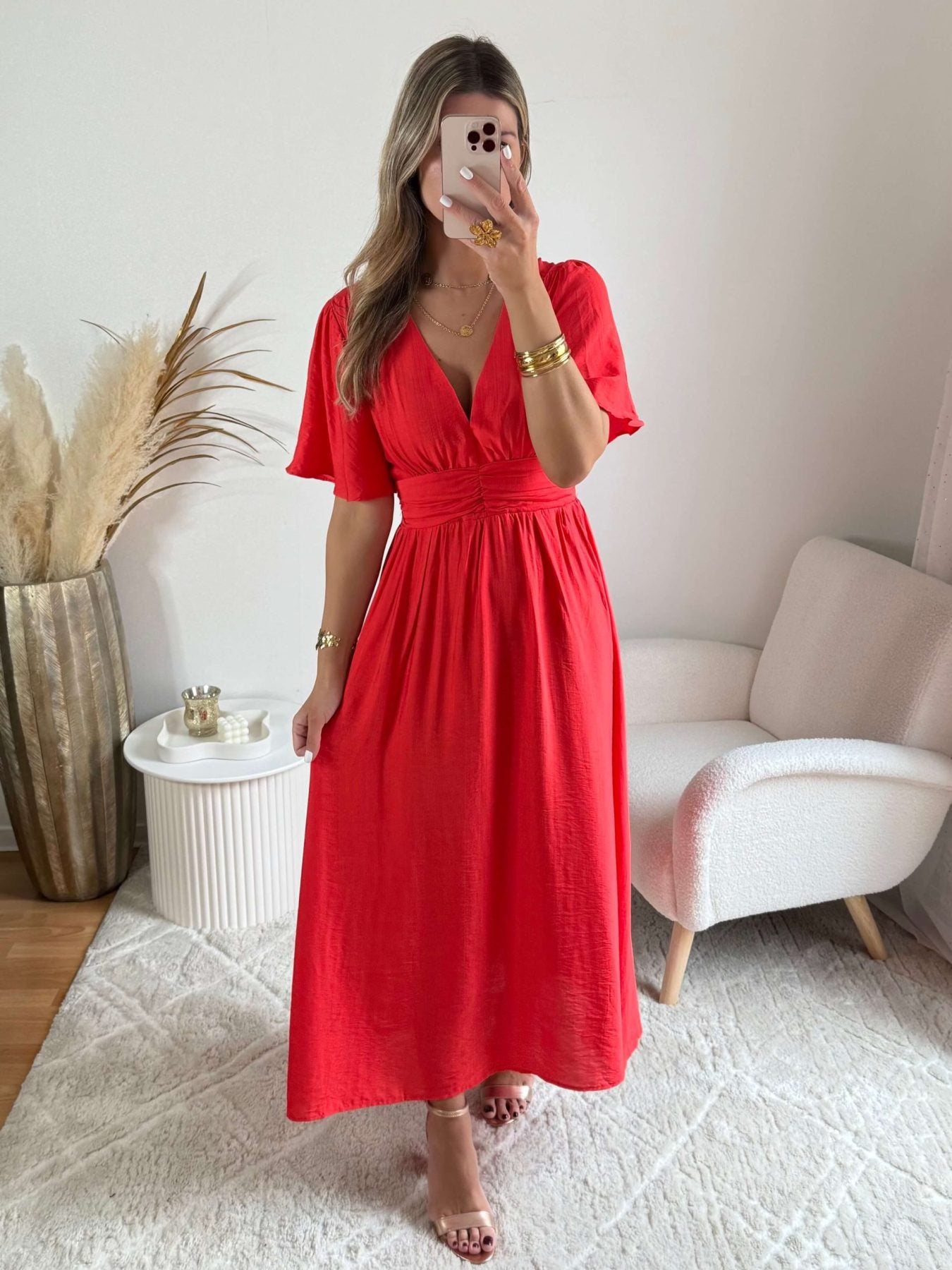 Robe longue corail - Diana
