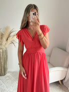 Robe longue corail Zoé - robe de cérémonie femme Easy Dressing