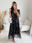 Robe longue marine dorée - Iris