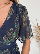 Robe longue marine dorée - Iris
