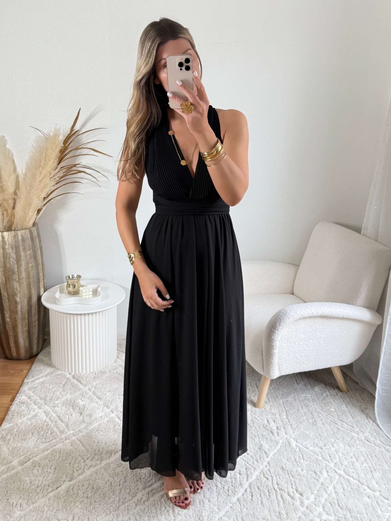 Robe longue noire dos nu - Valentina