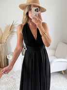 Robe longue noire dos nu - Valentina