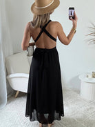 Robe longue noire dos nu - Valentina