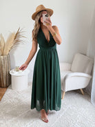 Robe longue verte dos nu - Valentina