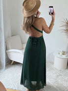 Robe longue verte dos nu - Valentina