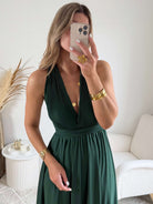 Robe longue verte dos nu - Valentina