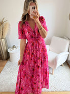 Robe longue fendue - Rosy