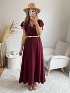 Robe longue fendue bordeaux