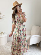 Robe longue motifs dorés - Melina