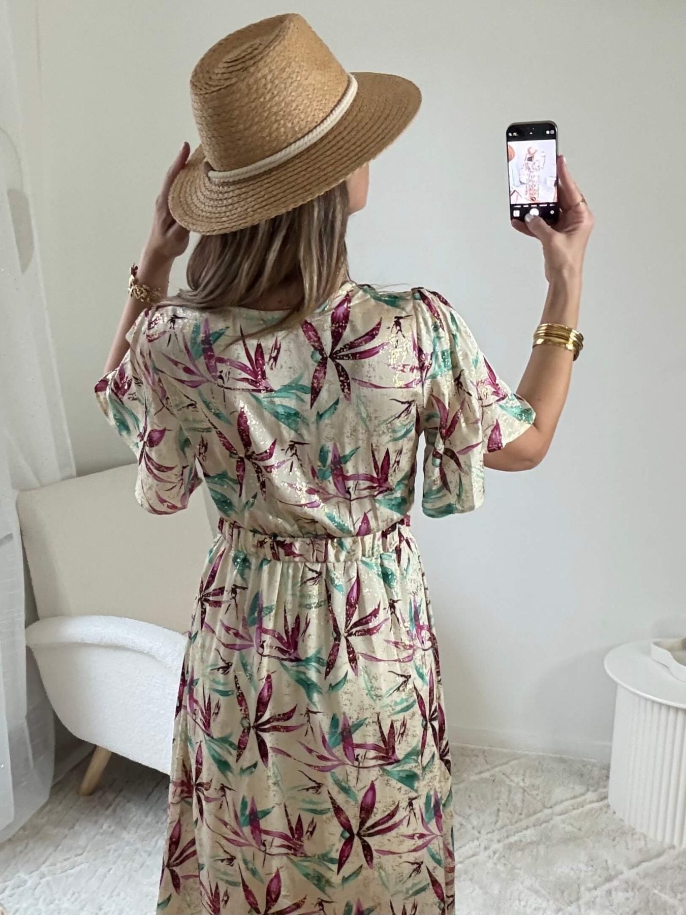 Robe longue motifs dorés - Melina