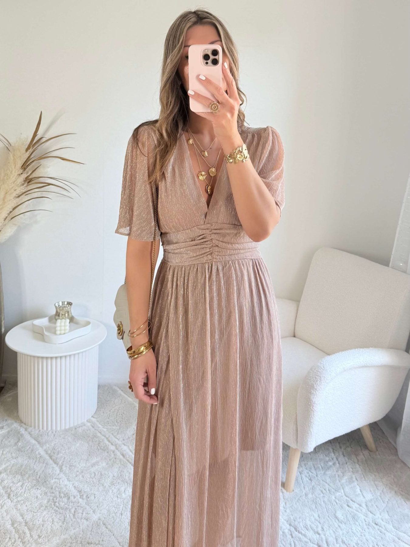 Robe longue or rose - Ambre