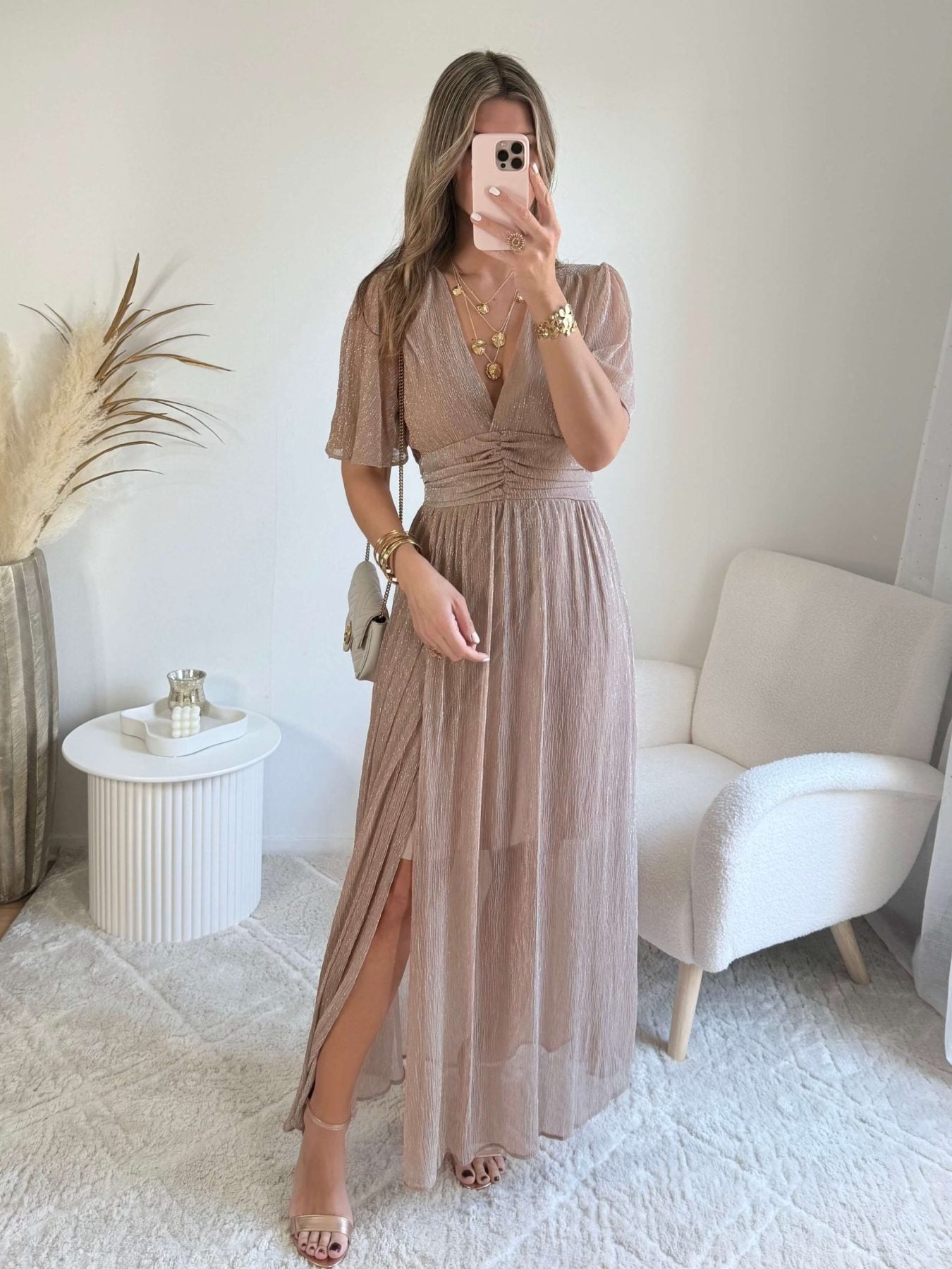Robe longue or rose - Ambre