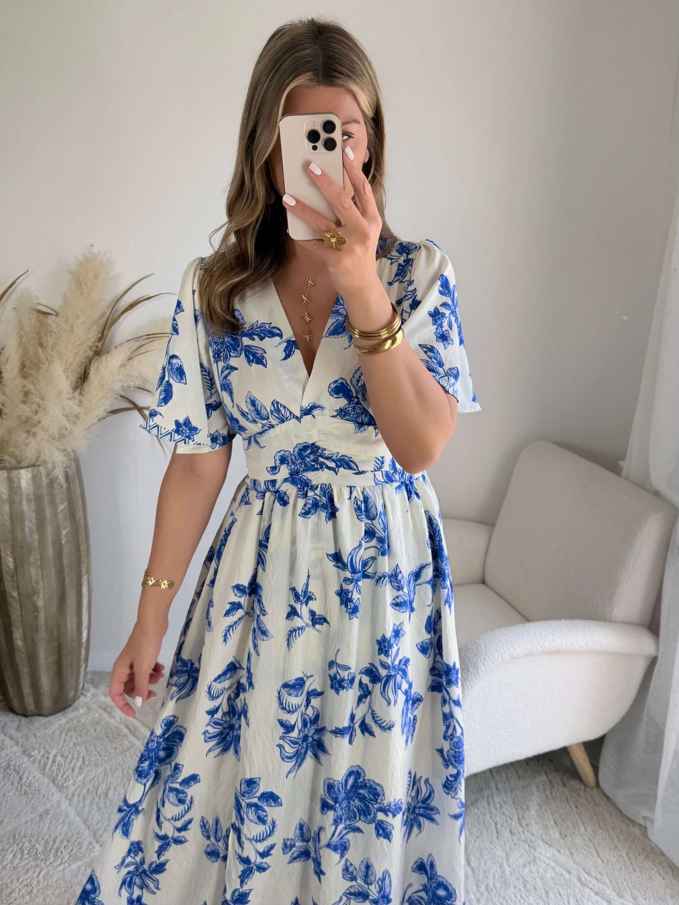 Robe Maddy bleue élégante et féminine, coupe flatteuse du S au 4XL, idéale pour cérémonie, mariage ou soirée chic