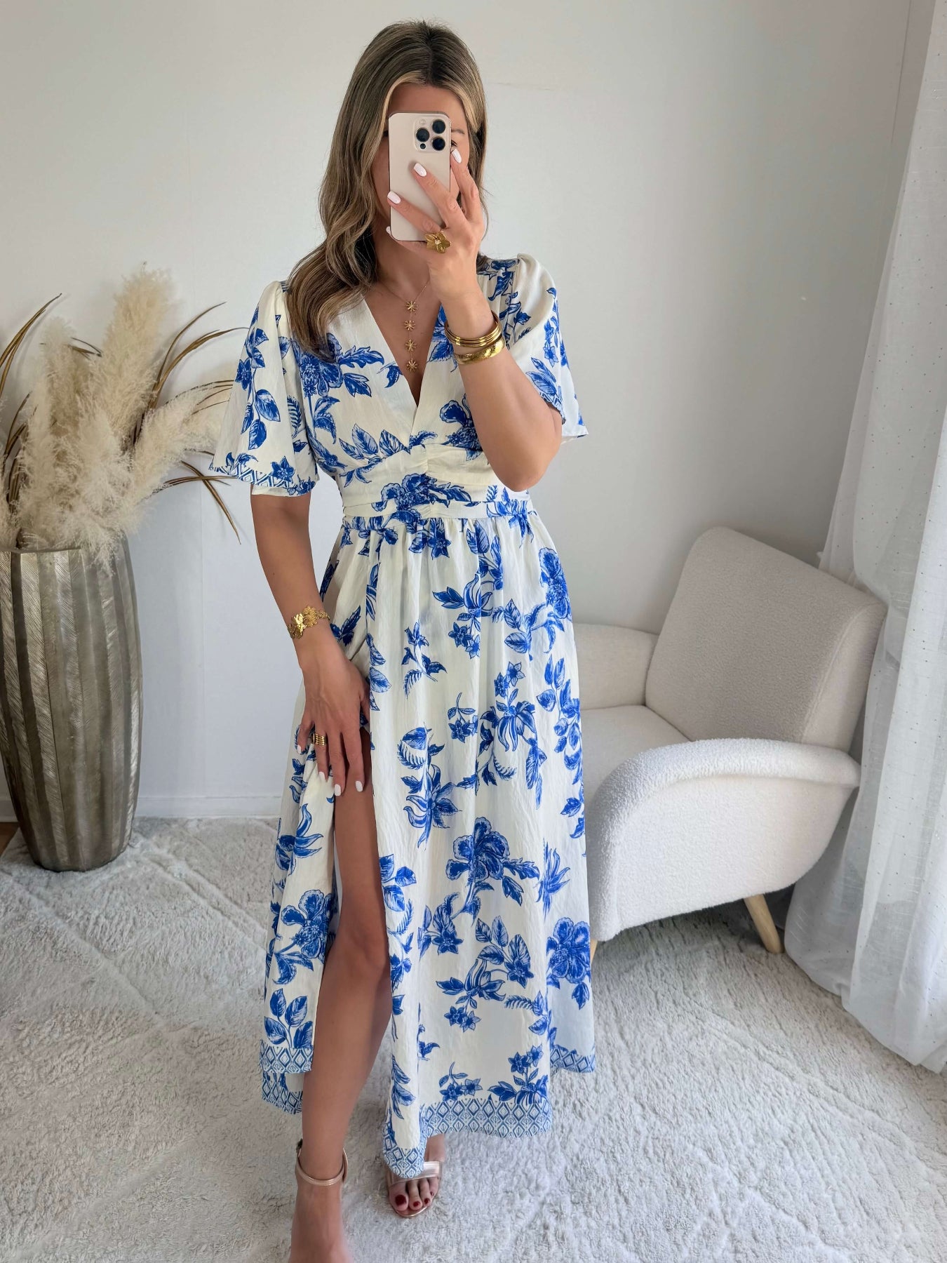 Robe Maddy bleue élégante et féminine, coupe flatteuse du S au 4XL, idéale pour cérémonie, mariage ou soirée chic