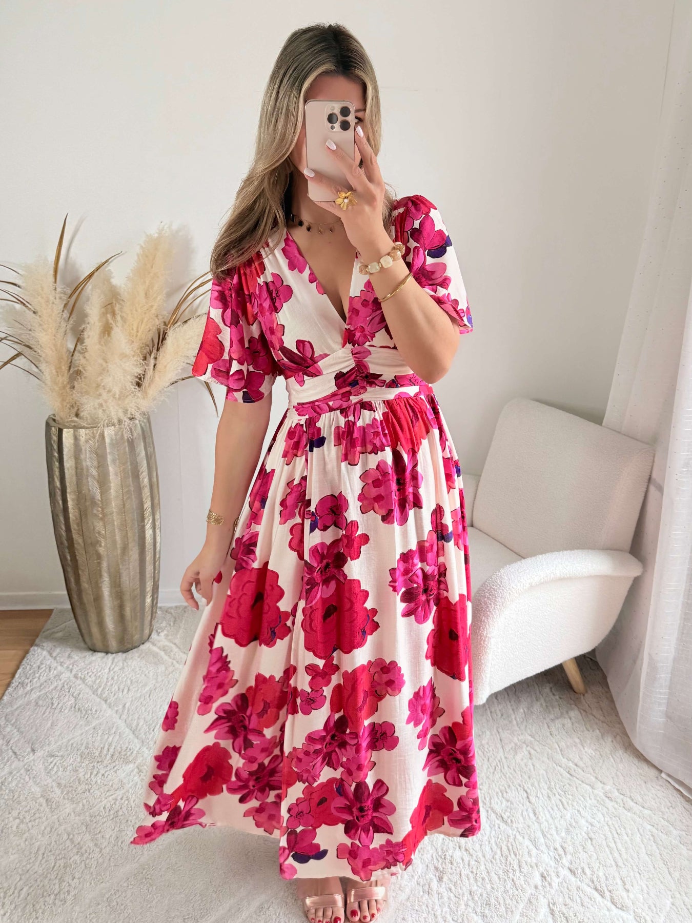 Robe longue fendue fleurie - Anaïs du 36 au 50 - Easy Dressing