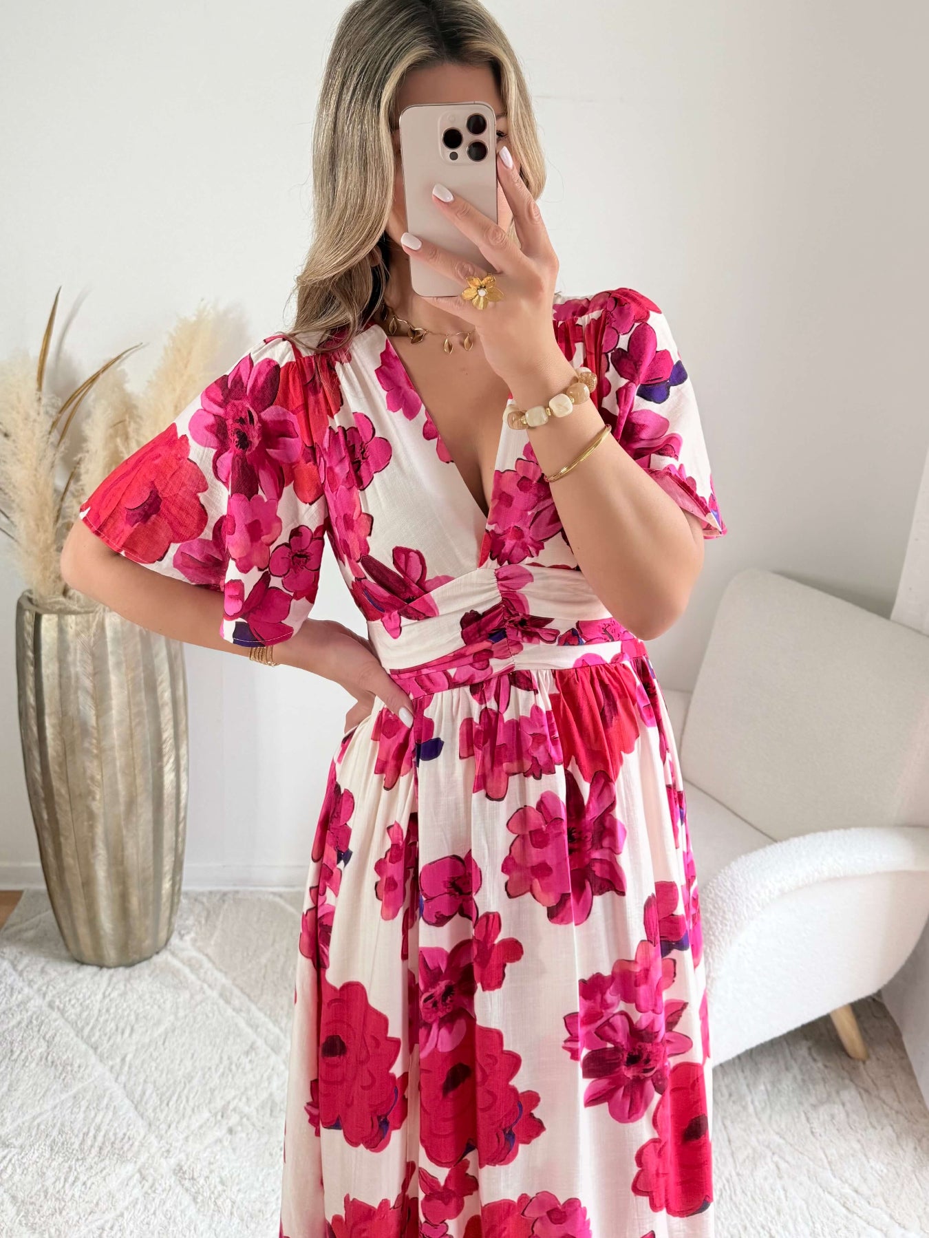 Robe longue fendue fleurie - Anaïs du 36 au 50 - Easy Dressing