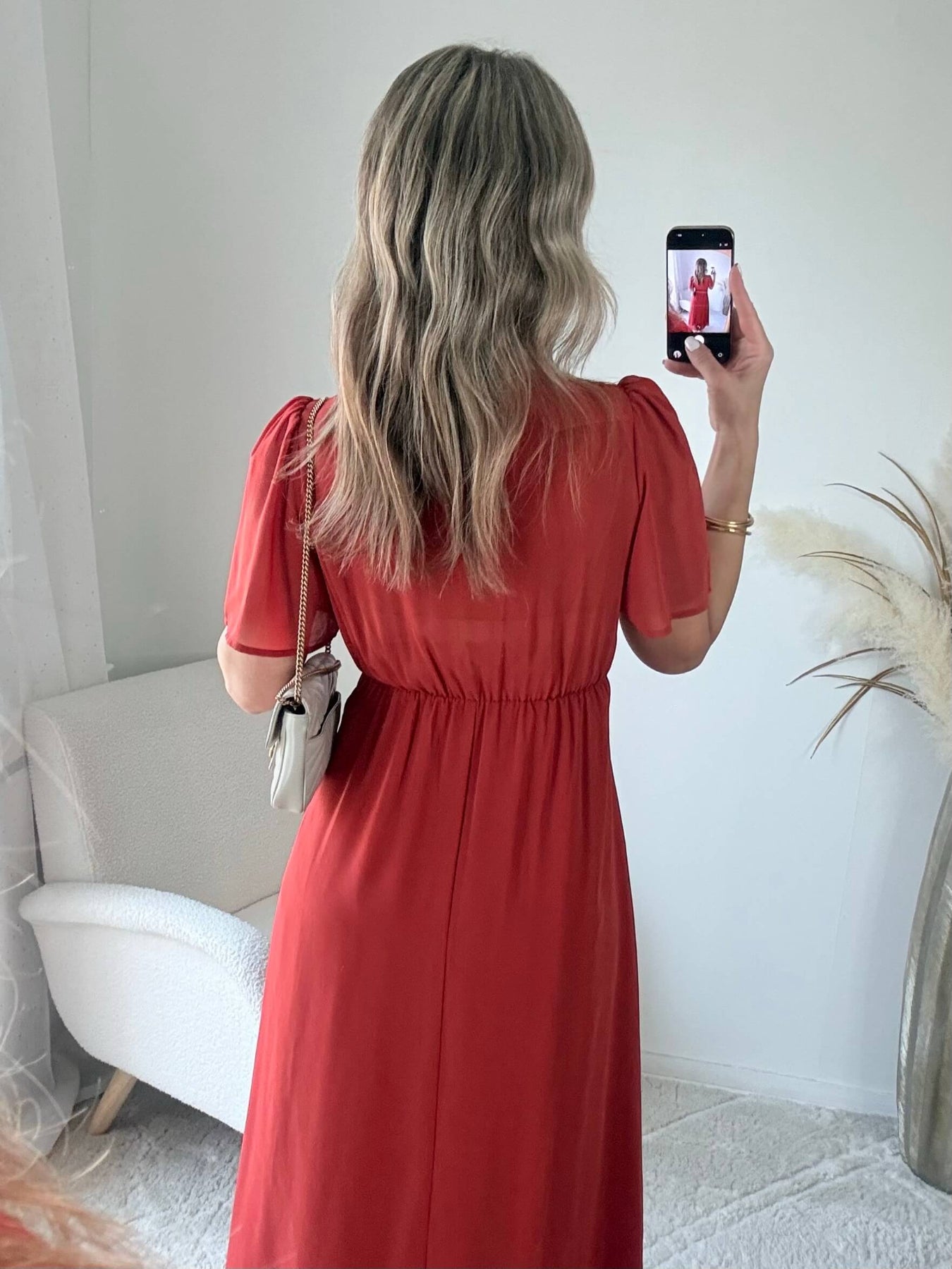 Robe Clara terracotta longue fluide avec manches légères du SM au 4XL