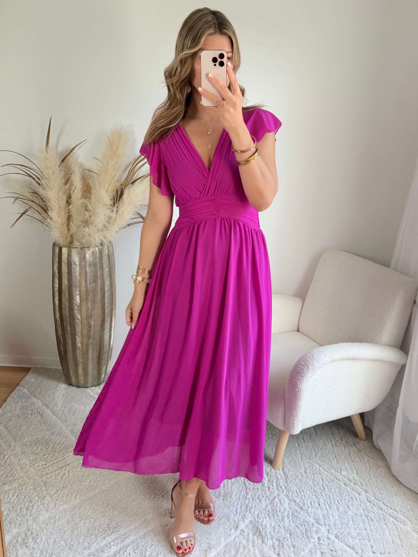 Robe longue fuchsia– Zoé - robe de cérémonie femme Easy Dressing