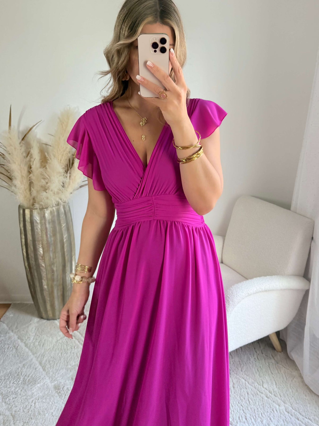 Robe longue fuchsia– Zoé - robe de cérémonie femme Easy Dressing
