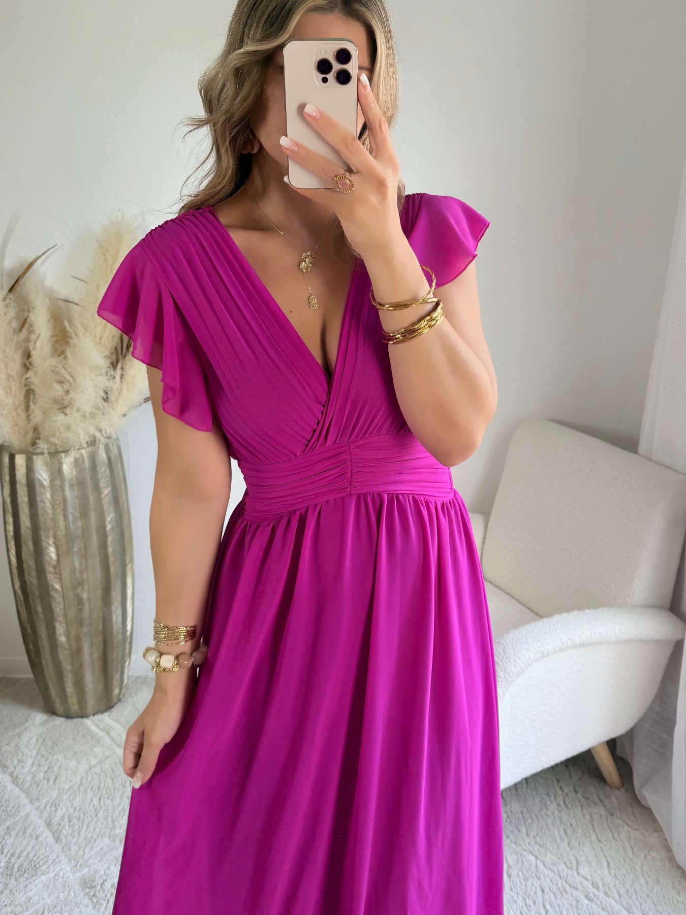 Robe longue fuchsia– Zoé - robe de cérémonie femme Easy Dressing