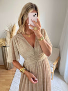 Robe longue irisée beige - Linda