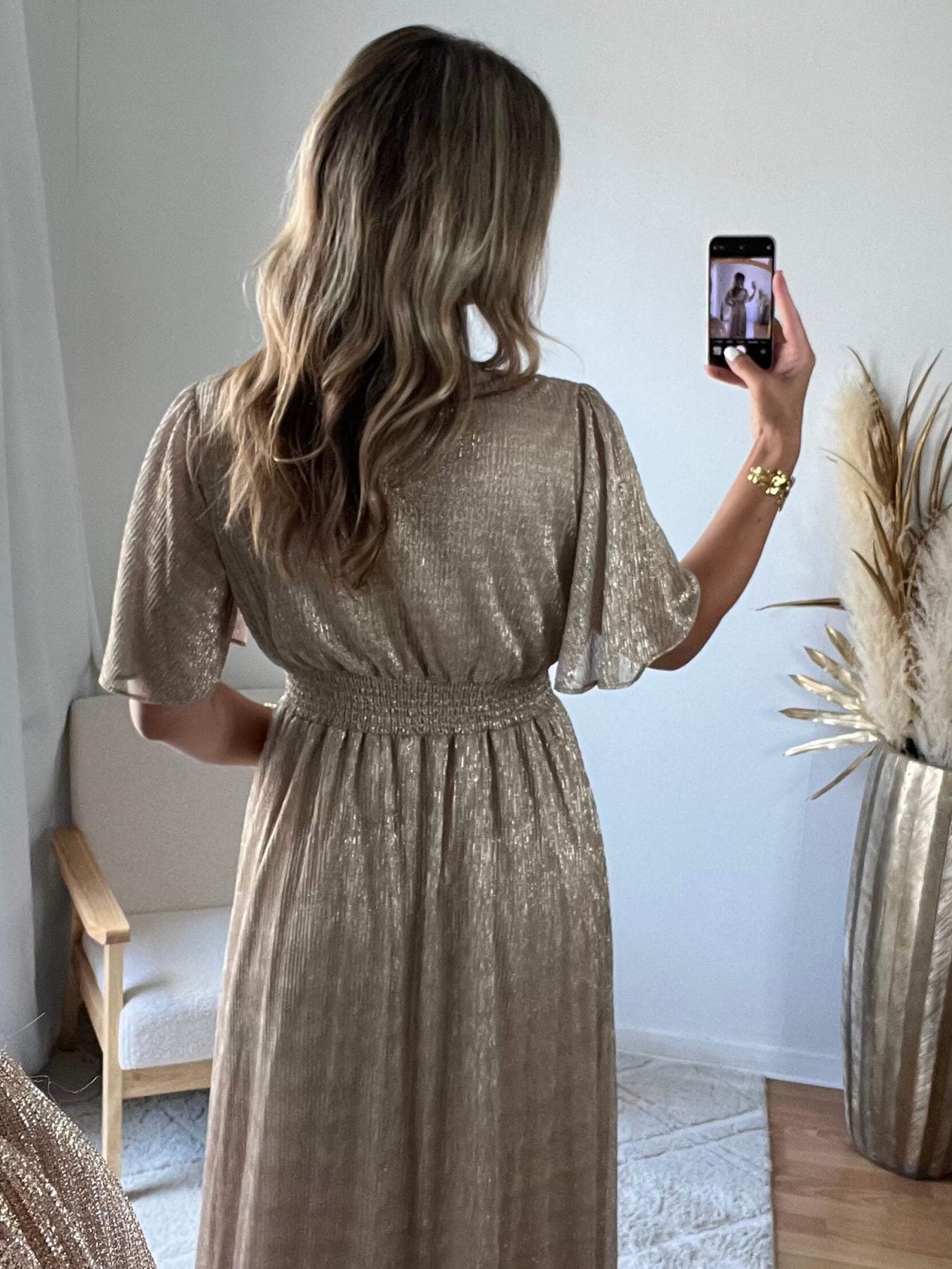 Robe longue irisée beige - Linda