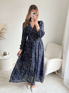 Robe longue marine dorée - Romy
