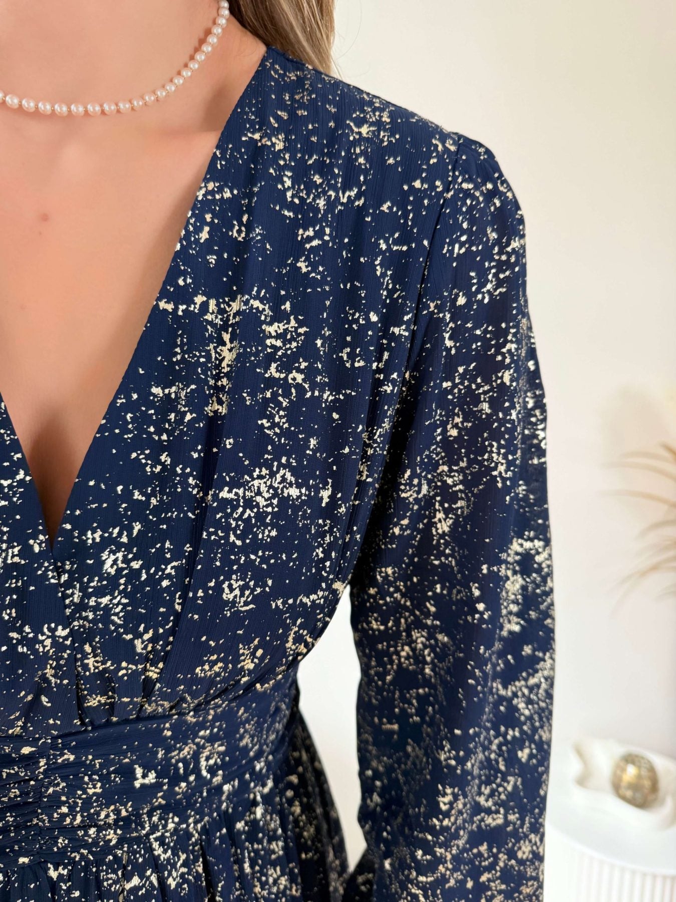 Robe longue marine dorée - Romy