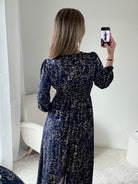 Robe longue marine dorée - Romy