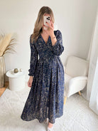 Robe longue marine dorée - Romy