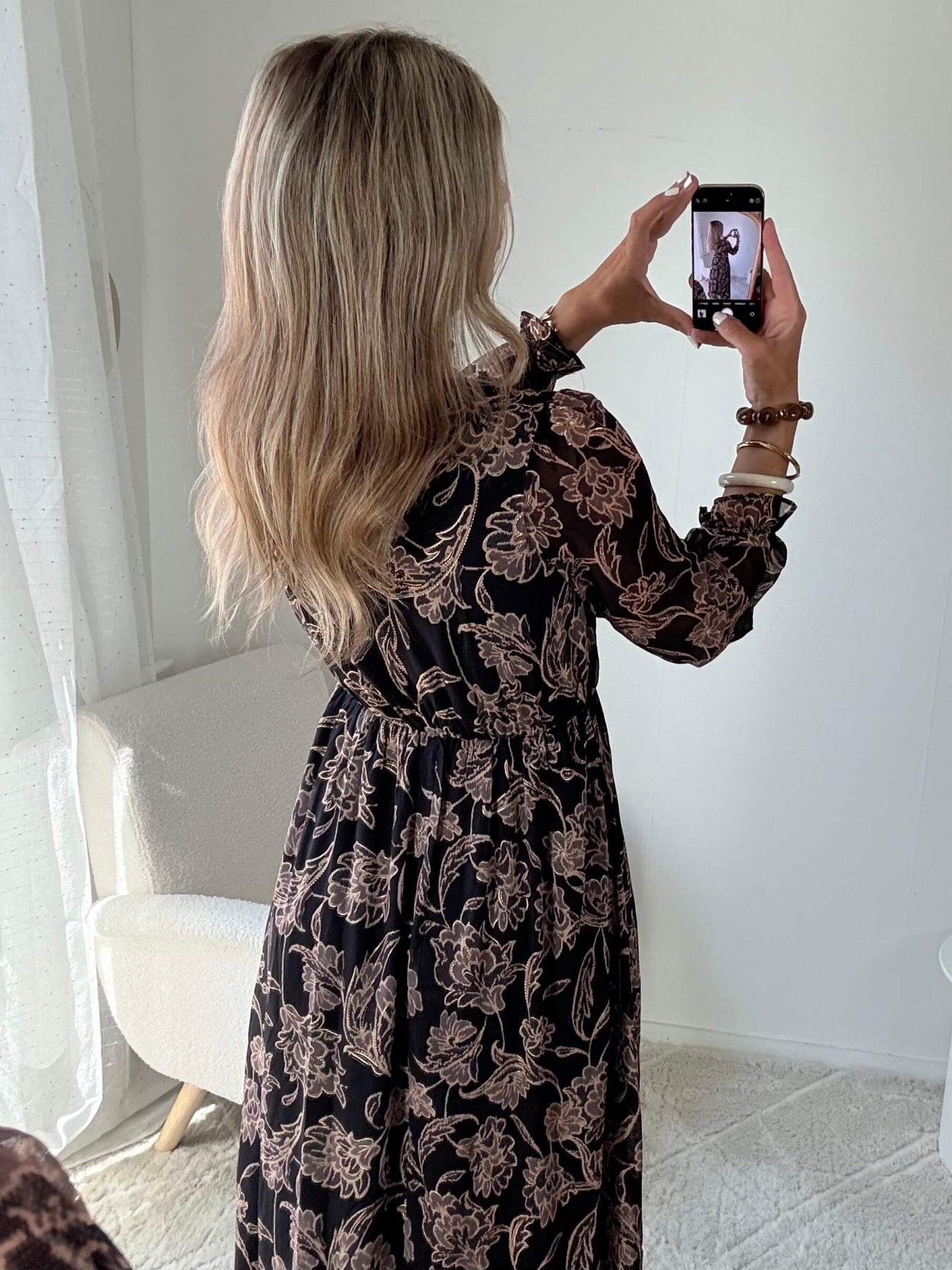 Robe longue marron dorée - Alys