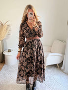 Robe longue marron dorée - Alys