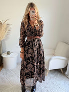 Robe longue marron dorée - Alys