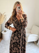 Robe longue marron dorée - Alys