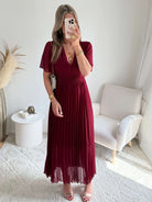 Robe plissée bordeaux - Ana