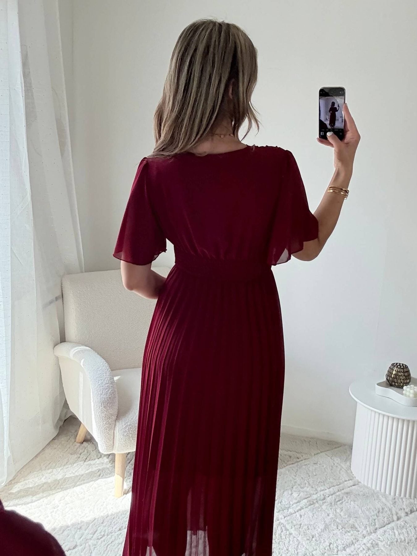 Robe plissée bordeaux - Ana