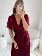 Robe plissée bordeaux - Ana