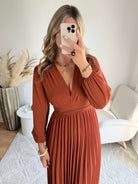 Robe longue plissée terracotta - Diane