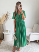Robe plissée verte - Ana