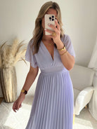 Robe plissée lilas - femme élégante du S au 3XL