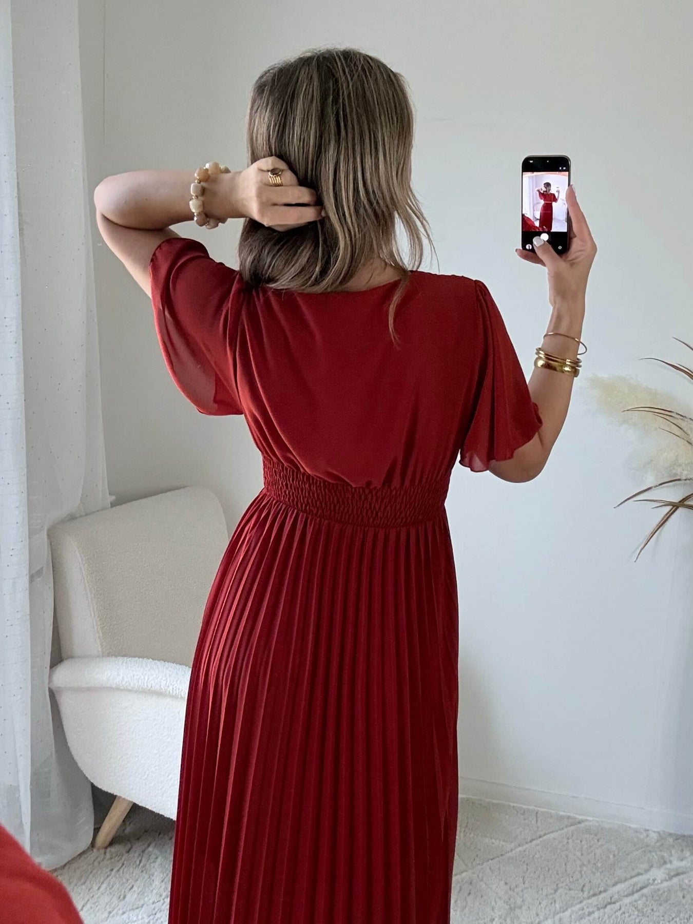 Robe  longue plissée Terracotta - Ana - du S au 4XL