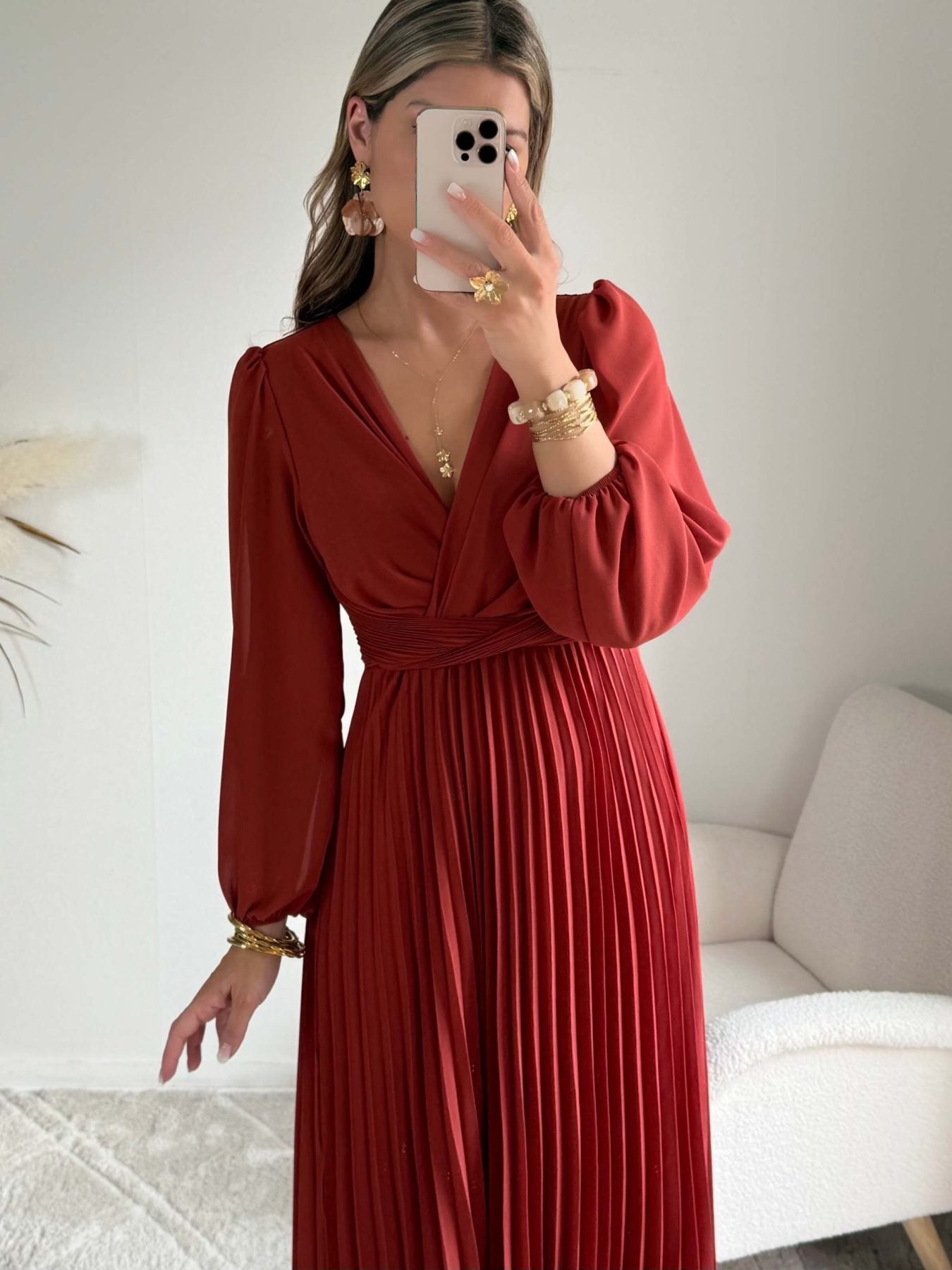 Robe longue terracotta - Angèle