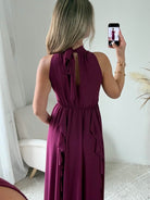 robe midi prune fluide col montant Ariana femme élégante Easy Dressing