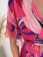 Robe longue rose prune fluide fendue femme élégante Easy Dressing