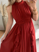 robe longue terracotta fluide col montant Ariana femme élégante Easy Dressing